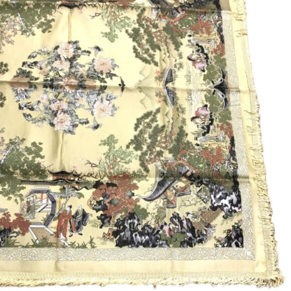 Brand New in Box Vintage Chinese Brocaded Flower Silk Tablecloth - Picture 4 of 8
